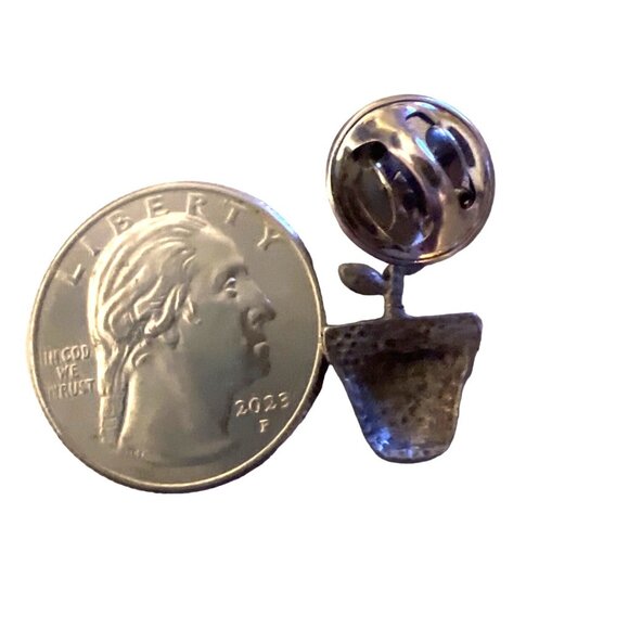 Vintage Rhinestones Potted Flower Pin Red - Picture 3 of 3